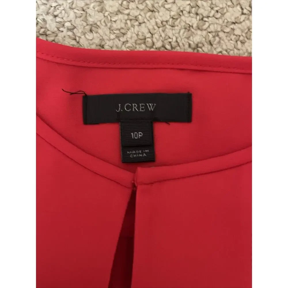 J CREW Women’s Size 10P Red Polyester Sleeveless Blouse - Picture 4 of 7